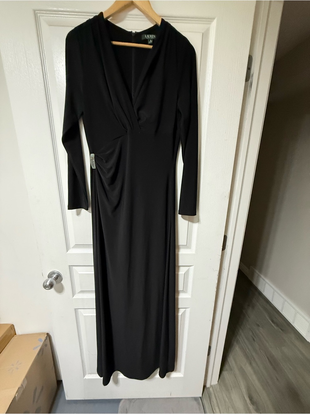 Ralph Lauren Black Long Sleeve V-Neck Maxi Dress